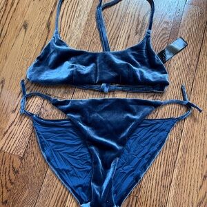 Velvet Bikini Set in Dark Blue